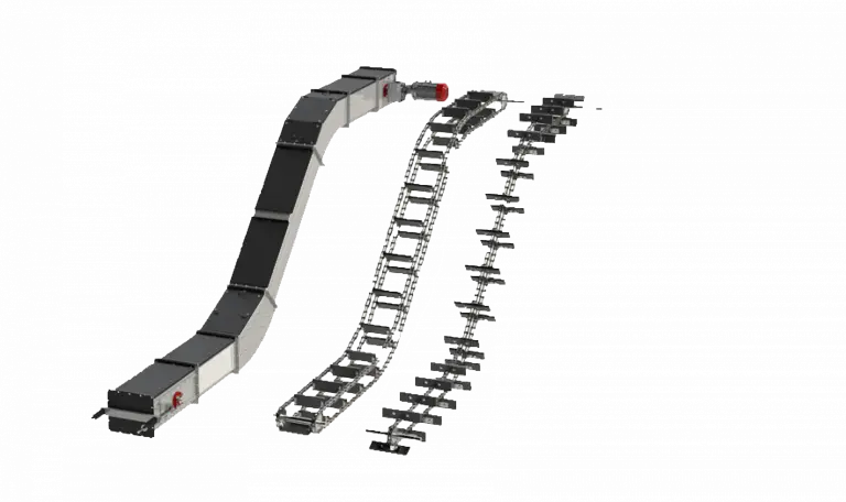 Chain conveyor for biomass and fuel transport, distances ranging from 3 -100 meters or more – Green Energy Systems