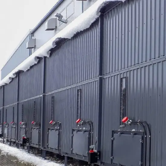 Biomass fuel bunker for storage and feeding, Volume range: 5–200 m³ – Green Energy Systems