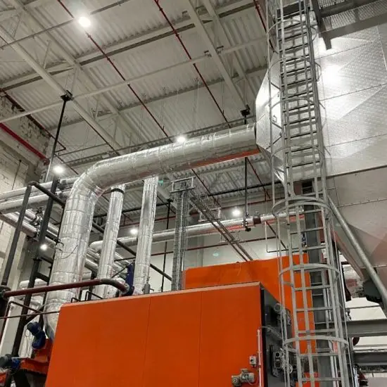 14 MW biomass boiler house with full pipework and heat distribution system – Green Energy Systems